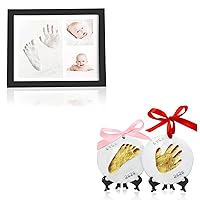 Baby Handprint and Footprint Keepsake Kit Bundle - Baby Nursery Memory Art Kit Frames - Baby Prints Ornaments - Personalized Baby Gifts for New Parents