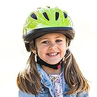Noodle Bike Helmet for Toddlers and Kids Aged 1-9 with Adjustable-Fit Sizing Dial, Sun Visor, Pinch Guard on Chin Strap, and 14 Vents to Keep Little Ones Cool (Small, Greenie)