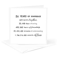 3dRose Greeting Card - 56 Years of Marriage 56th Wedding Anniversary in months days hours - Anniversaries