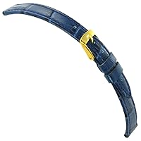 12mm Milano Genuine Leather Crocodile Grain Padded Stitched Blue Watch Band