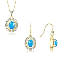 Matching Jewelry Set 14K Yellow Gold Princess Diana Inspired: Ring & Pendant Necklace with 18