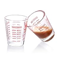 Shot Glasses Measuring cup 2018 Liquid Heavy Glass Wine Glass Espresso Shot Glass 26-Incremental Measurement 1oz, 6 Tsp, 2 Tbs, 30ml (2 pack-red 30ml)