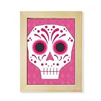 Pink Eyes Skull Mexico National Culture Illustration Desktop Adorn Photo Frame Display Art Painting Wooden