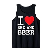 I Love Sex Beer with Red Heart Funny Drinking Couples Party Tank Top