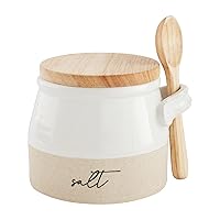 Mud Pie Stoneware Salt Cellar Set, Cream, cellar 3 1/2