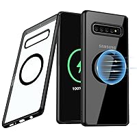 for Samsung Galaxy S10 Plus Magnetic Case (6.4-inch) [Compatible with Magsafe] Soft TPU Bumper + Clear Back Slim Shockproof Drop Protection for Samsung Galaxy S10+,Black