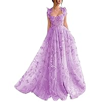 3D Butterfly Prom Dresses 2024 Maxi Long Lace Applique Tulle Ball Gown for Women Formal Evening Party Gown with Slit 12