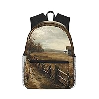 Farm With Deer Unisex Backpack Double Shoulder Daypack,Lightweight Bag Casual Bag Travel Rucksack