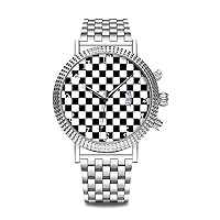 Luxury watch brand popular, elegant watch brand popular, give to yourself or relatives friends men watches personality pattern watches 577. Black and white checkered wrist watch