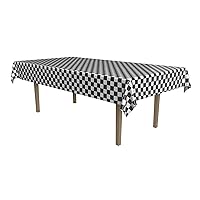 Beistle Checkered Tablecover, 54” x 108” – Plastic Table Cloth, Black & White Table Cloth, Race Car Themed Decorations, 50’s Party Decorations, Party Supplies, Rectangular Table Cloth