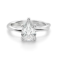 Riya Gems 2.5 CT Pear Cut Colorless Moissanite Engagement Ring Wedding/Bridal Rings, Diamond Ring, Anniversary Solitaire Halo Accented Promise Vintage Antique Gold Silver Rings for Gift