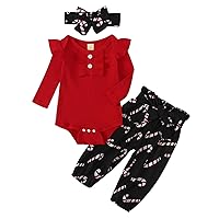 Newborn Baby Girl Clothes Ribbed Ruffled Romper+Striped/Cow/Leopard Flared Pants Infant Outifts 0-18 Months
