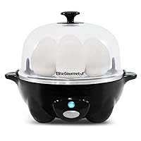 Elite Gourmet Easy Electric 7 Egg Capacity Cooker, Poacher, Omelet Maker, Scrambled, Soft, Medium, Hard Boiled with Auto Shut-Off and Buzzer, BPA Free