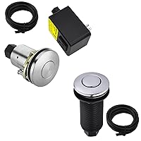 Garbage Disposal Air Switch Kit, UL Listed, Sink Top Push Button with Brass Cover, Brushed Nickel, Chrome