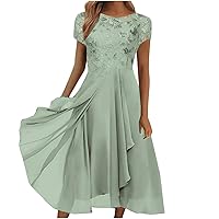 Dresses for Women 2024 Dress Cut Out Long Dress Chiffon Lace Patchwork Bridesmaid Evening Dress