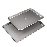 Nonstick Cookie Baking Sheet Set, Heavy Duty Carbon Steel with Quick Release Coating, Made without PFOA, Dishwasher Safe, 2-Pack Bakeware Set, 17-Inch x 12-Inch and 15-Inch x 10-Inch, Gray