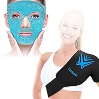 ZNÖCUETÖD Bundle of Gel Beads Ice Face Mask for Headaches, Puffy Eyes, Redness, Migraines and Shoulder Ice Pack Wrap Compression Rotator Cuff for Injuries
