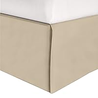 1-Piece Solid Bed Skirt, 1500 Thread Count Egyptian Quality, Minimalist Design with a Modern Look- Easy Care, Wrinkle and Stain Resistant, Bedskirt, Queen, Macadamia Beige