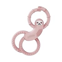 Dr. Brown's Flexees Pink Sloth, Soft 100% Silicone Baby Teether, BPA Free, 3m+