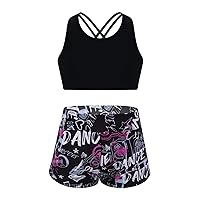 iiniim Kids Girls Criss Criss 2 Piece Tankini Swimsuits Boyshorts Bathing Suits Sport Athletic Dance Outfit