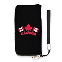 Canada Day Flags Wristlet Wallet Leather Long Card Holder Purse Slim Clutch Handbag for Women