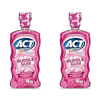 ACT Kids Anticavity Fluoride Rinse for Bad Breath Treatment, Bubble Gum Blowout, 16.9 fl. oz. (Pack of 2)