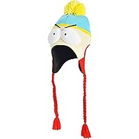 South Park Beanie Hat, Eric Cartman Peruvian Winter Knit Cap with Pom and Tassels, Turquoise, One Size