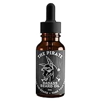Badass Beard Care Oil For Men - The Pirate Scent, 1 oz - All Natural Ingredients, Keeps Beard and Mustache Full, Soft and Healthy
