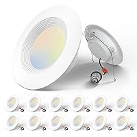 Amico 5/6 inch 3CCT LED Recessed Lighting 12 Pack, Dimmable, Damp Rated, 12.5W=100W, 950LM Can Lights with Baffle Trim, 3000K/4000K/5000K Selectable, Retrofit Installation - ETL & FCC Certified
