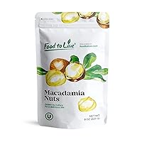Food to Live Dry Roasted Macadamia Nuts with Himalayan Salt, 8 Ounces – Oven Roasted Whole Nuts, Lightly Salted, No Oil Added, Vegan Snack, Keto, Kosher, Bulk. High in Protein. Great for Baking