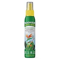 Badger Bug Spray, Organic Deet Free Mosquito Repellent with Citronella & Lemongrass, Natural Bug Spray for People, Family Friendly Bug Repellent, 4 oz
