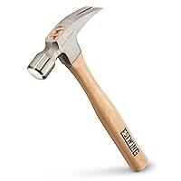 ESTWING Sure Strike Hammer - 20 oz Straight Rip Claw with Smooth Face & Hickory Wood Handle - MRW20S, Silver