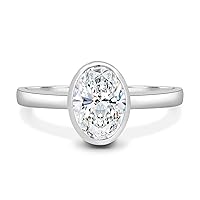 Kiara Gems 2 CT Oval Colorless Moissanite Engagement Ring for Women/Her, Wedding Bridal Ring Sets, Eternity Sterling Silver Solid Gold Diamond Solitaire 4-Prong Sets for Her