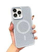 Honeycomb Hole Heat Dissipation Large Hole Phone case, Skin-Friendly Feel, Magnetic Charging, Drop-Proof, for iPhone 15 14 13 12 11 Pro Max Plus Phone case (Gray,iPhone 15 Plus)