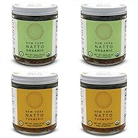 New York Natto organic variety pack - Japanese Probiotic Superfood made fresh in NYC - Certified Organic varieties - 4 jars, 8 ounces (220 grams) per jar