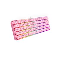 Gaming Keyboard 60 Percent, Compact Small Portable Wired Keyboard with RGB Backlight USB Port Mechanical Feel, for Mac Gamers Office PC Laptop (61keys Pink)