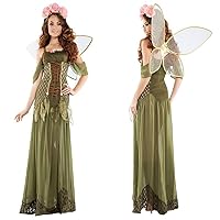 Halloween Costume Forest Green Elf Flower Fairy Princess Angel Performance Role Play Makeup Ball Cosplay Party