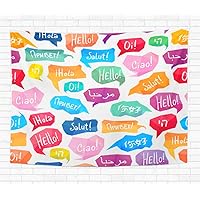 Tapestry Culture Speech Bubbles Hello on Different Languages Pattern Diversity 60x80 Inches Home Decorative Wall Hanging Tapestries for Living Room Bedroom Dorm