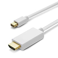 GearIT Gold Plated Mini DisplayPort to HDMI HDTV Cable 10 Feet (Mini DP to HDMI HDTV) Thunderbolt 2 Port Compatible - White