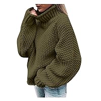 Women Crewneck Sweatshirt Knit Stand Collar Long Sleeve Sweater Comfortsoft Sweatshirts for Women