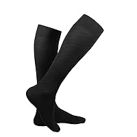 Truform Travel Compression Socks for Men and Women, 15-20 Knee High Over Calf Length, Black, Small