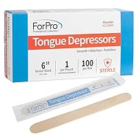 ForPro Professional Collection Senior Tongue Depressors, Large Wax Applicator Sticks, 6