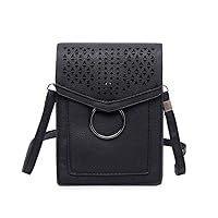 Women'S PU Leather Cellphone Crossbody Purse Hollow Out Carving Design Wallet Pouch Shoulder Bag