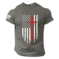 Mens American Flag T-Shirt Distressed USA Flag Graphic Tees Summer Short Sleeve Casual Round Neck Patriotic Shirt for Men