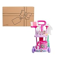 Disney Junior Minnie Mouse Sparkle 'N Clean Trolley, 21-inches, 11-pieces, Pretend Play, Officially Licensed Kids Toys for Ages 3 Up, Amazon Exclusive