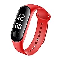 Mllkcao Mllkcao 1 Pcs Digital LED Sports Watch, Water-Proof Universal Watch Unisex Sport Watch Led Digital Silicone Strap Creative Hand Ring Electronic Watch, Red