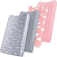 Changing Pad Cover Girl, Diaper Changing Pad Covers 4 Pack, Fitted Baby Changing Table Sheets for 32''×16'' Change Table Pad, Cradle & Bassinet Sheets, Soft & Breathable