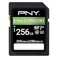 PNY 256GB EliteX-PRO90 UHS-II SDXC Memory Card – R300MB/s W280MB/s, U3, V90, 8K UHD, Full HD, UHS-II for Professional Photographers & Content Creators, DSLR, Mirrorless Cameras, Advanced Video Cameras