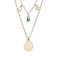 Alex and Ani A21ENLYRDSG,Luck & Prosperity 18-21'' Layered Necklace,Shiny Gold,Green,Necklace