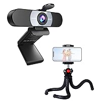 EMEET 1080P Webcam with Flexible Tripod, C960 Web Camera with 2 Noise-Cancelling Microphones & Privacy Cover, 90° FOV Computer Camera, Plug & Play USB Webcam for Calls/Conference